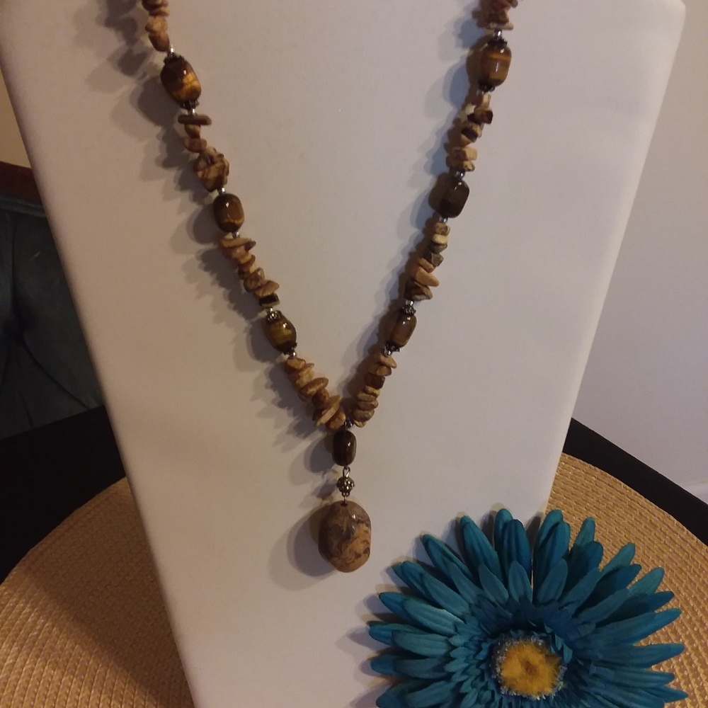 Beautiful rustic looking Stone and bead necklace.